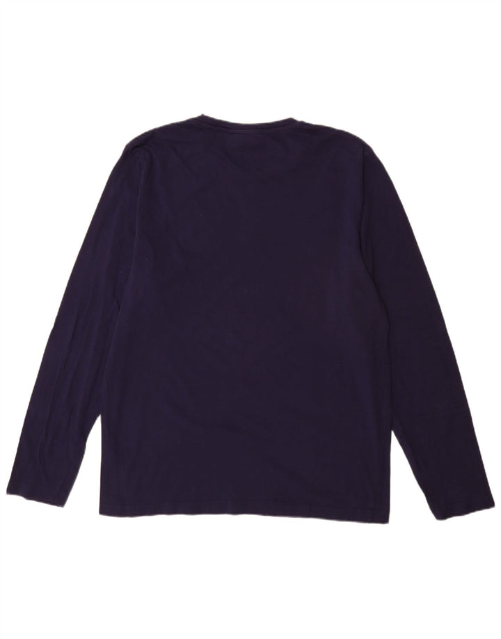 Top grafico da uomo Kappa a maniche lunghe XL in cotone blu navy