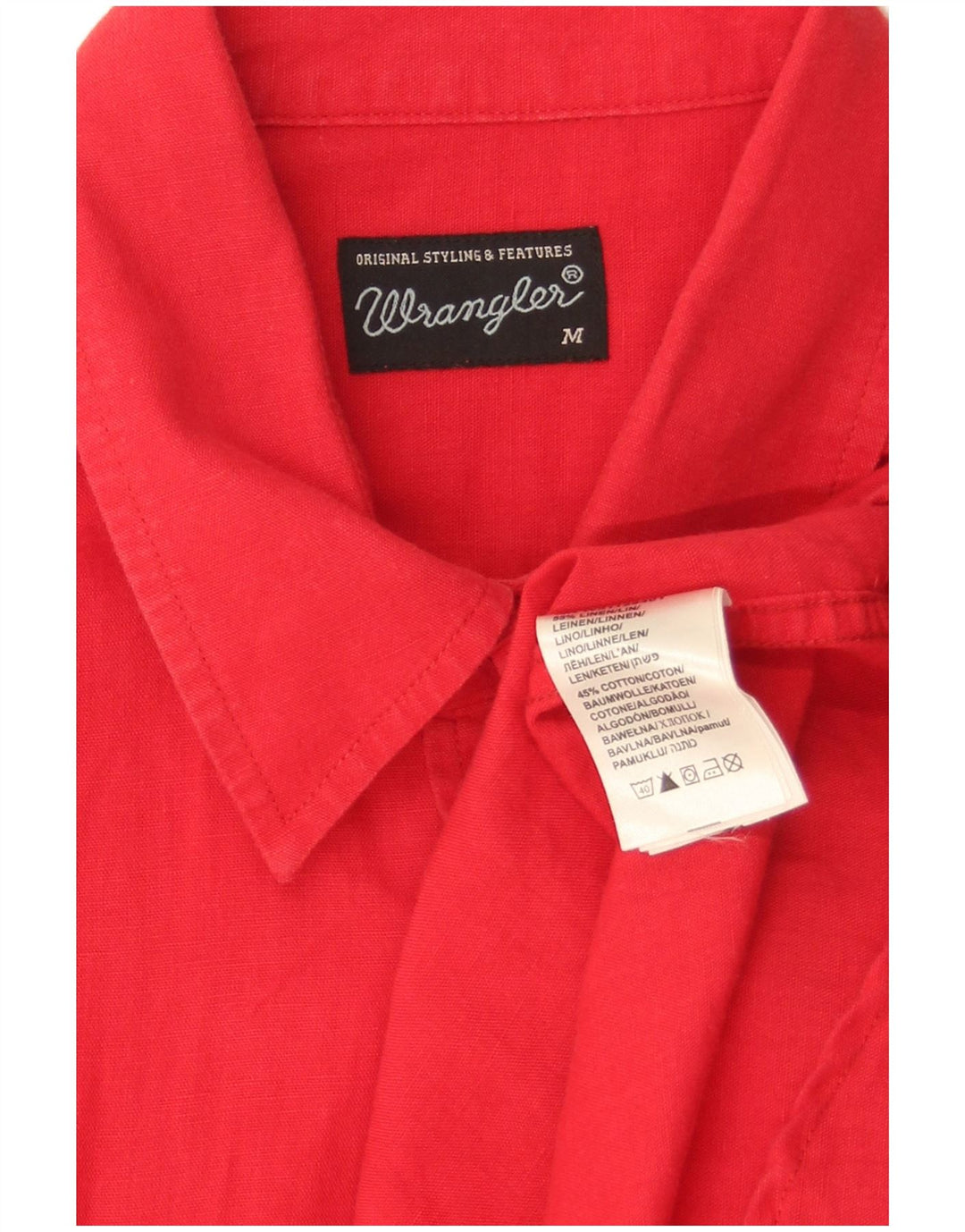 Camicia a maniche corte da uomo Wrangler in lino rosso medio