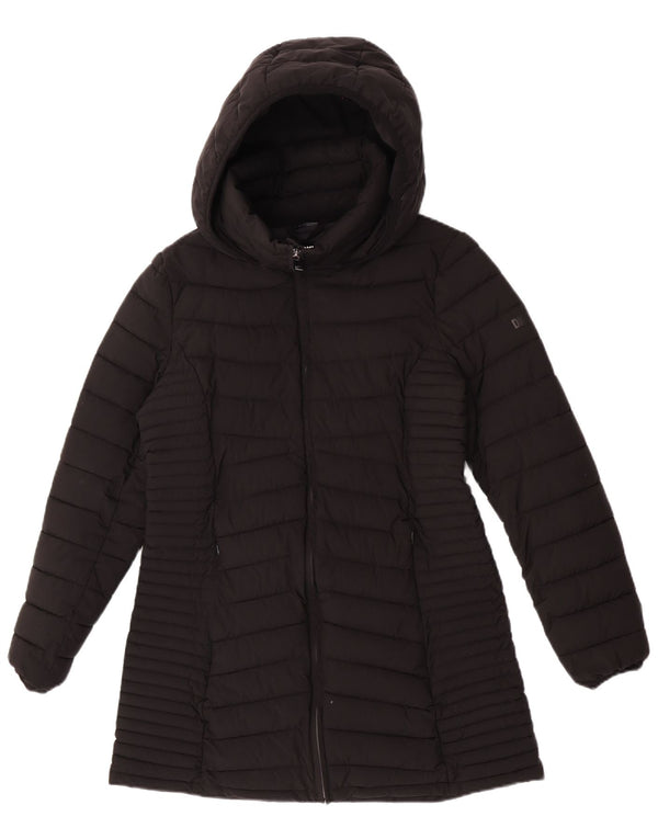 Cappotto imbottito con cappuccio da donna Dkny UK 12 medio poliestere nero