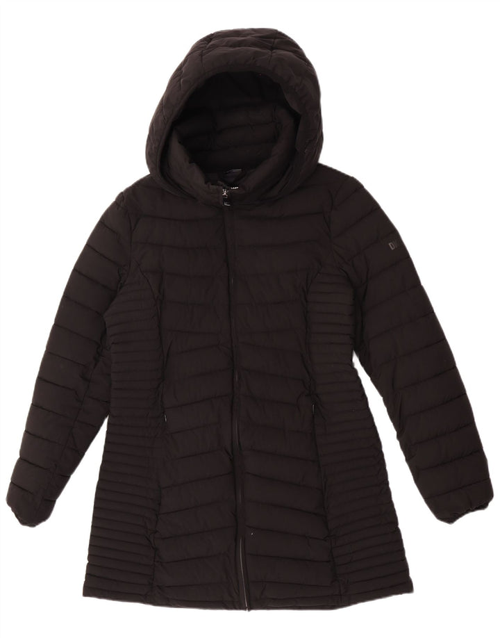 Cappotto imbottito con cappuccio da donna Dkny UK 12 medio poliestere nero