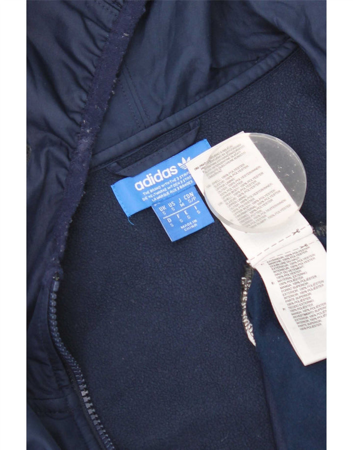 Maglione con cappuccio e zip da uomo Adidas piccolo in poliestere color block blu navy
