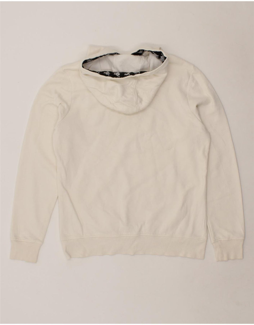 KAPPA Womens Graphic Hoodie Jumper UK 14 Medium White Vintage Kappa and Second-Hand Kappa from Messina Hembry 
