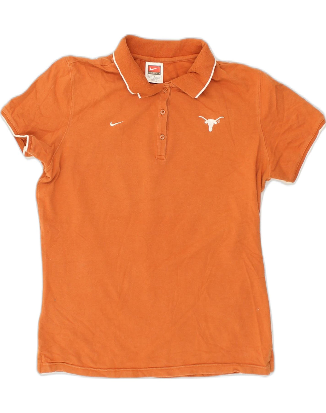 NIKE Womens Polo Shirt UK 14 Medium Orange Cotton | Vintage Nike | Thrift | Second-Hand Nike | Used Clothing | Messina Hembry 