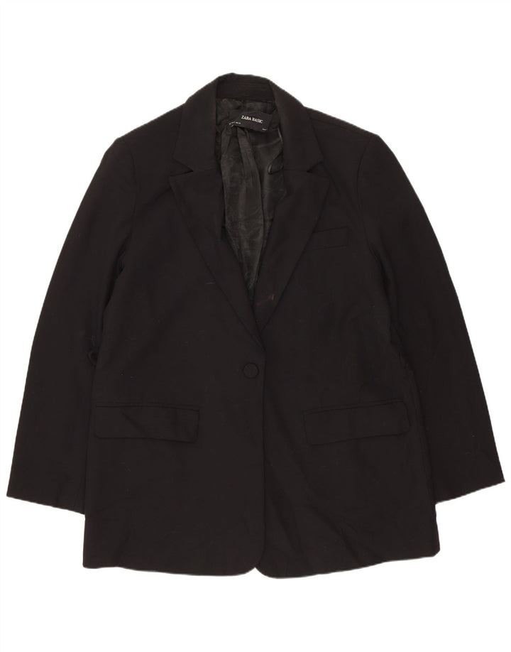 Giacca blazer a 1 bottone da donna Zara UK 14 poliestere nero medio