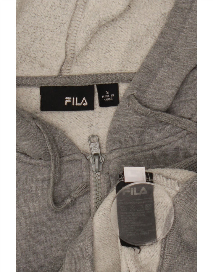 Maglione con cappuccio e zip grafica da uomo Fila piccolo in poliestere chiazzato grigio