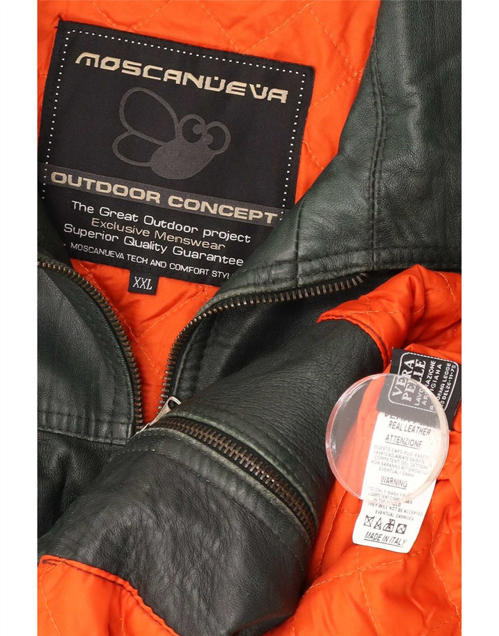 Giacca in pelle vintage da uomo UK 44 2XL Verde