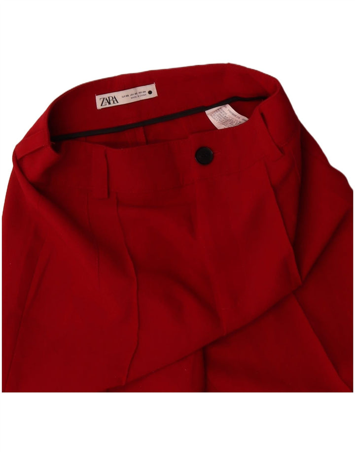 Pantaloni casual dritti da donna ZARA XS W25 L32 poliestere rosso
