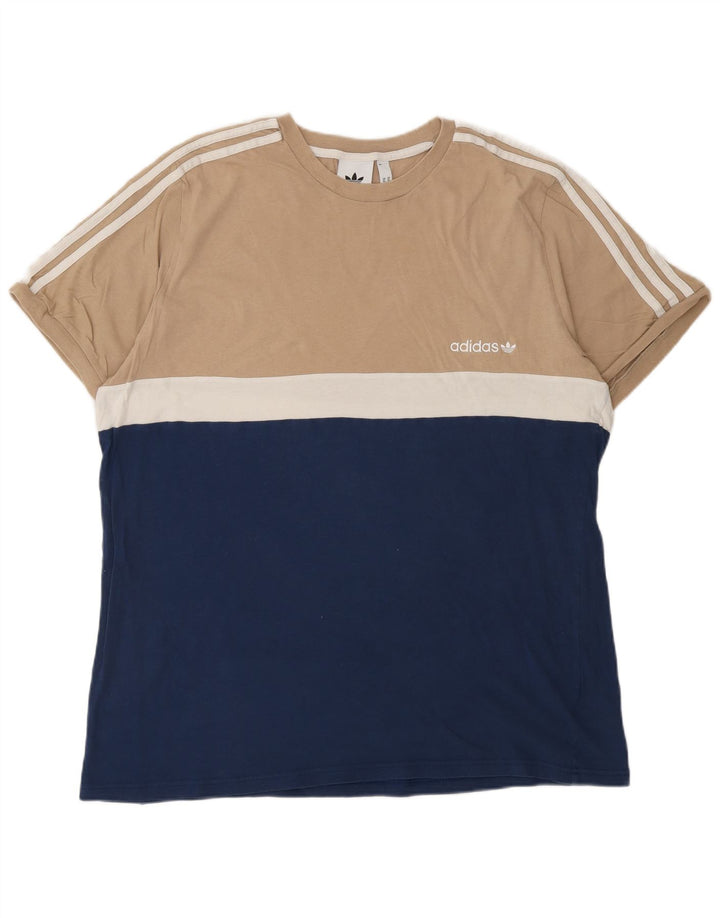 T-shirt da uomo ADIDAS Top XL in cotone color block blu navy