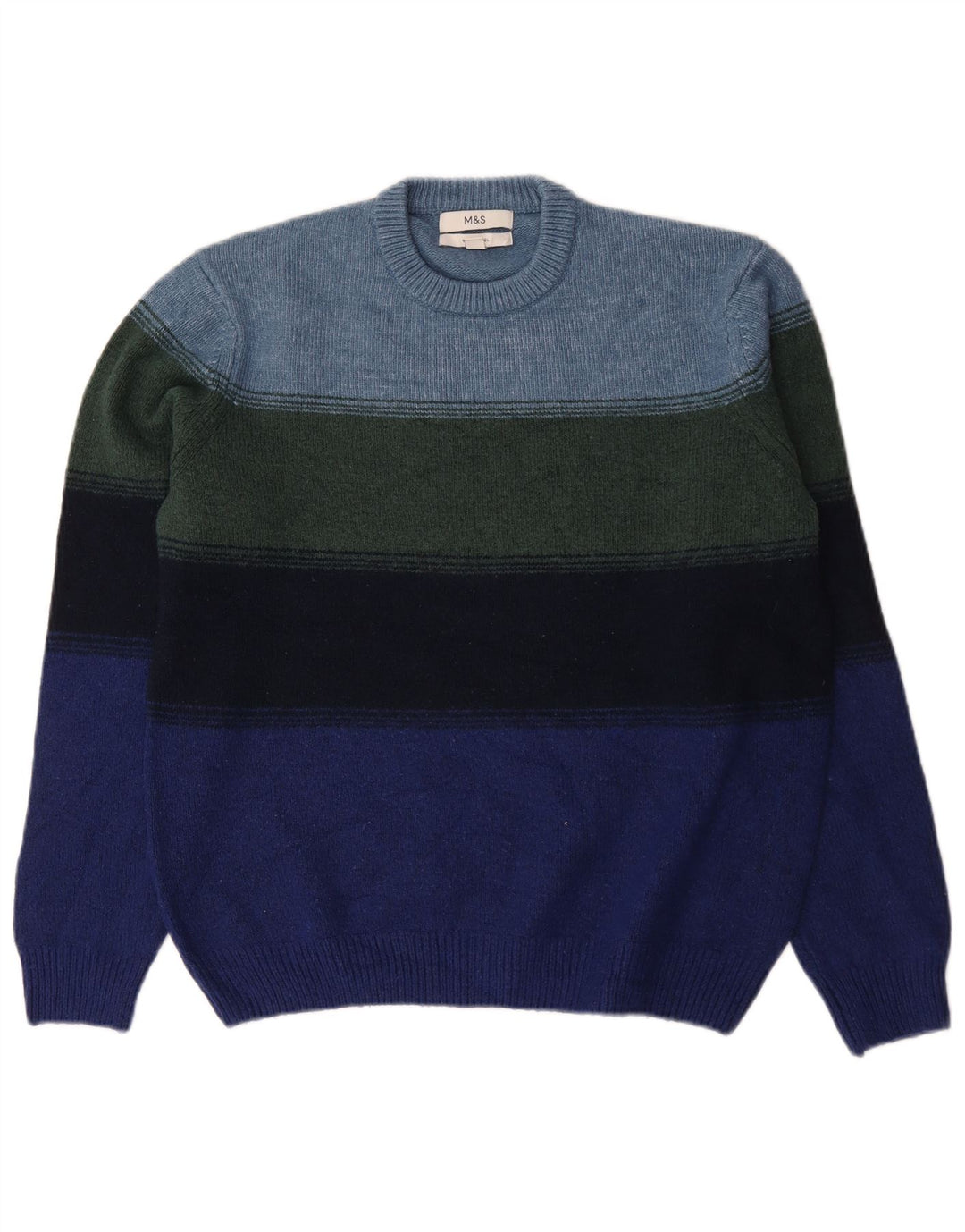 Marks & Spencer Maglione girocollo da uomo a righe grandi multicolori