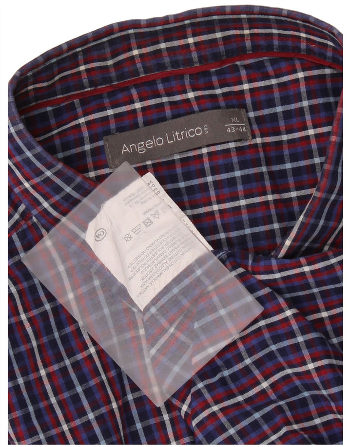 Camicia Uomo Angelo Litrico XL Cotone Quadri Blu