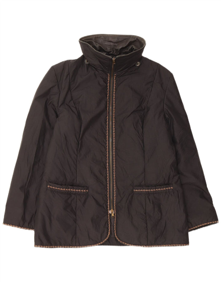 Giacca a vento vintage da donna IT 48 XL poliestere nero