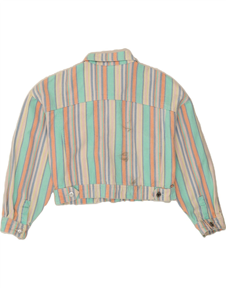 MISSGUIDED Womens Oversized Denim Jacket UK 8 Small Multicoloured Striped Vintage Missguided and Second-Hand Missguided from Messina Hembry 