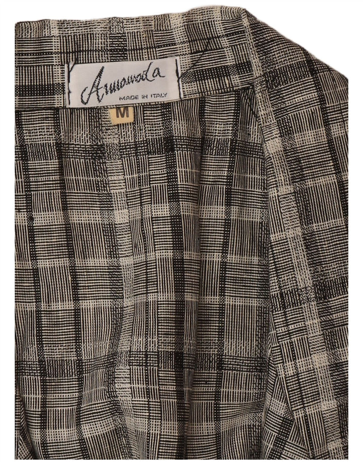 Giacca blazer vintage da donna con linea lunga a 1 bottone UK 14 a quadri grigio medio