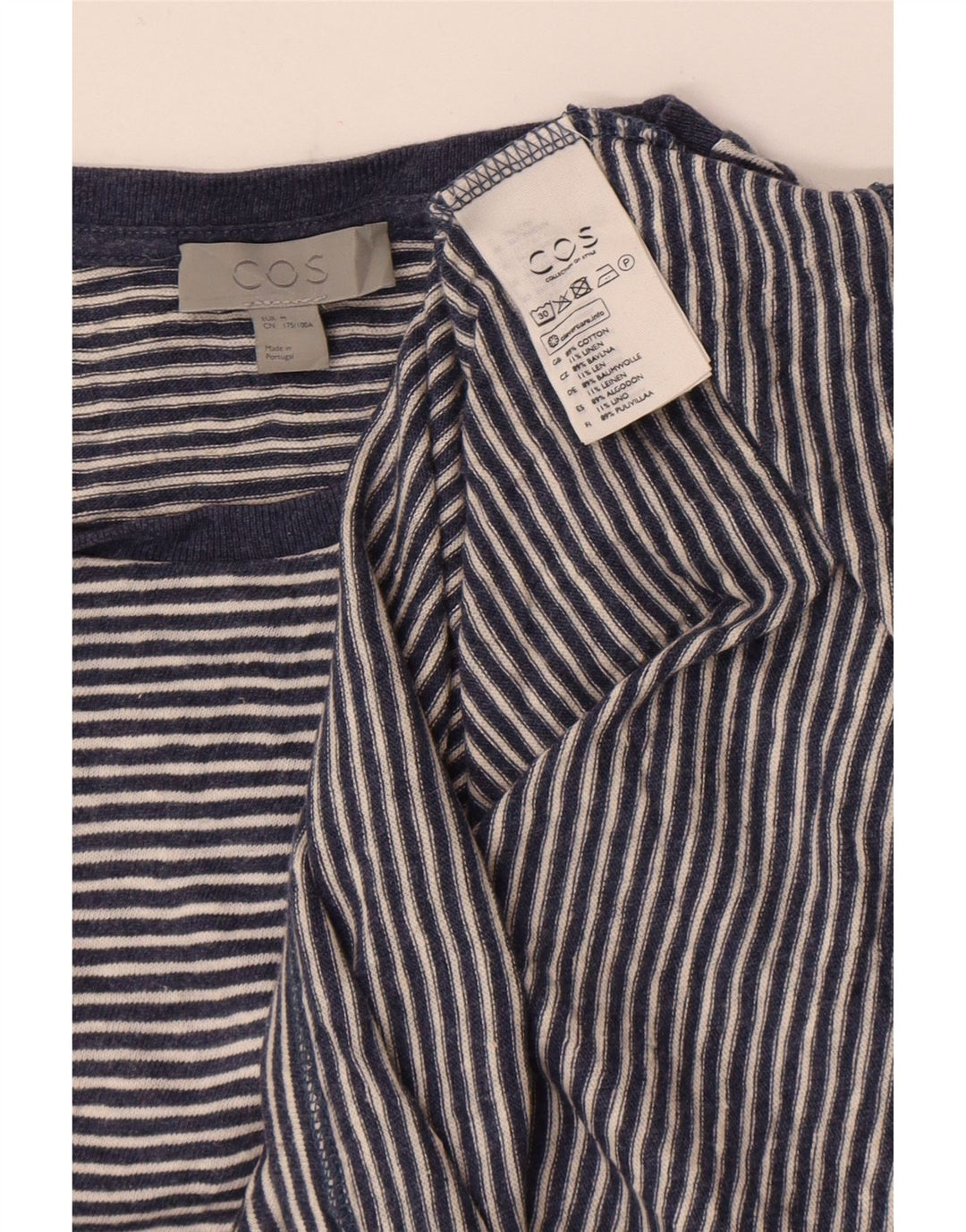 T-shirt da uomo Cos Top in cotone a righe blu medio