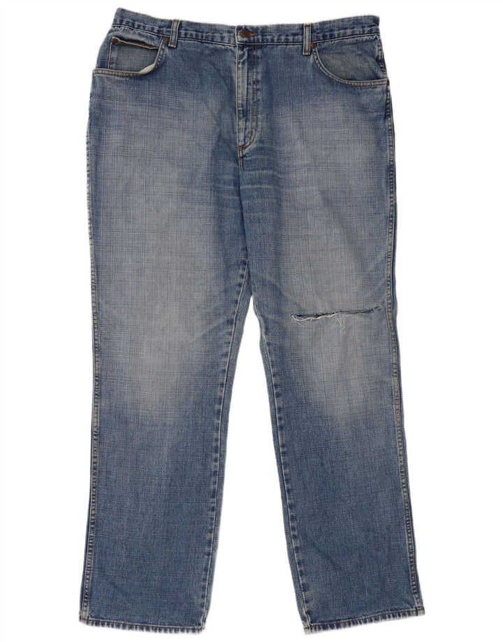 Jeans dritti Wrangler da uomo Texas invecchiati W40 L32 cotone blu