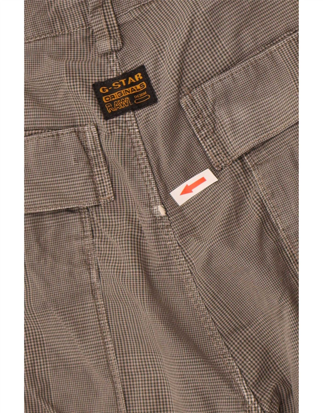 Pantaloncini cargo da uomo G-Star W34 cotone a quadri grigi grandi
