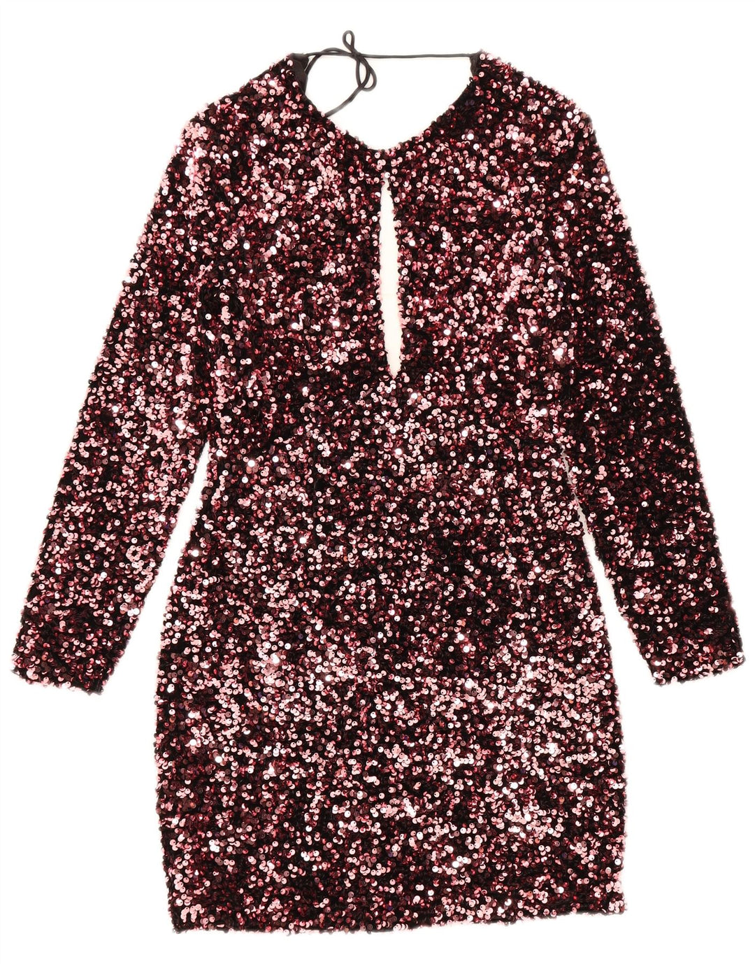 Abito tubino a maniche lunghe da donna Zara UK 8 piccolo poliestere rosa