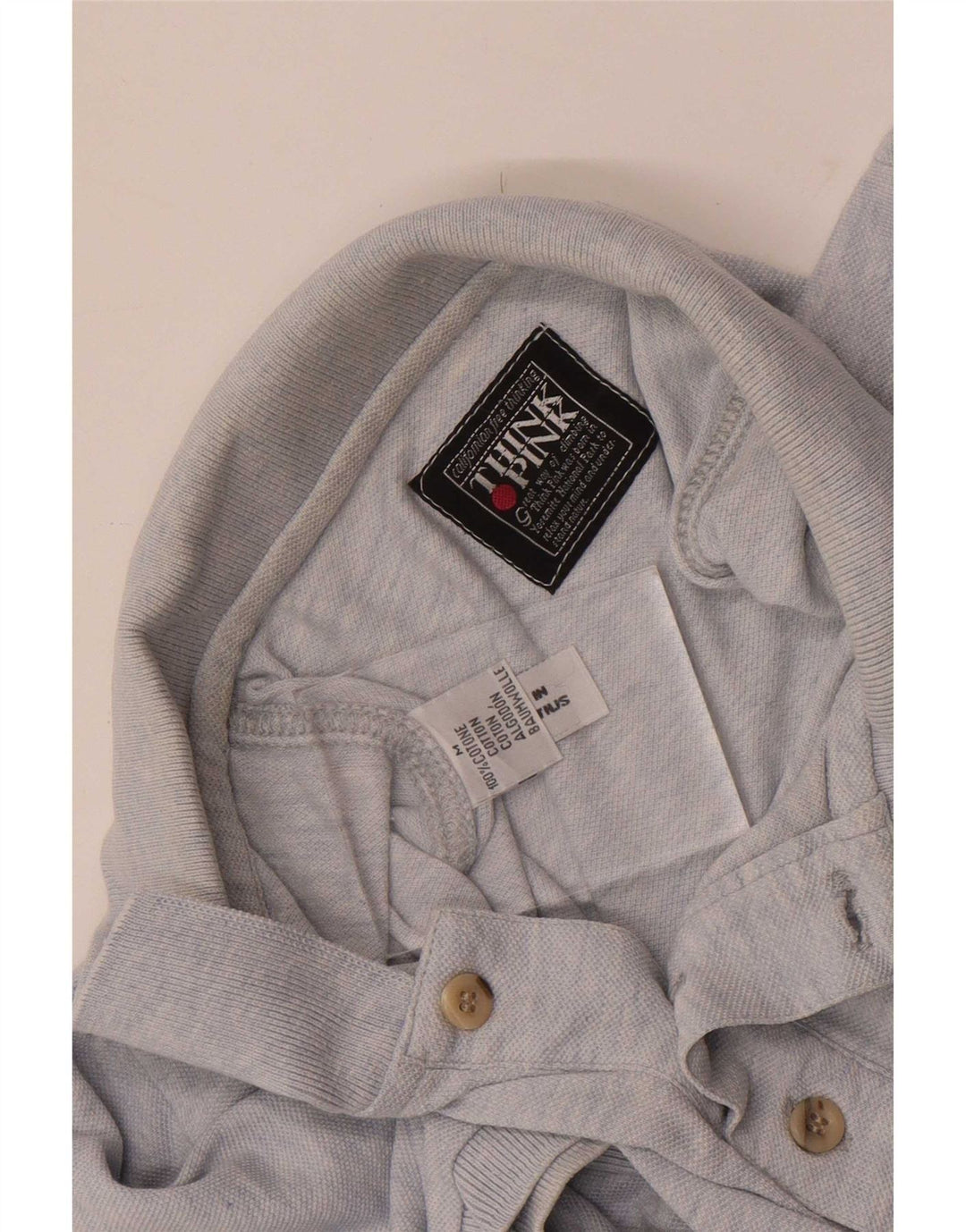 Polo da uomo Think Pink in cotone blu medio