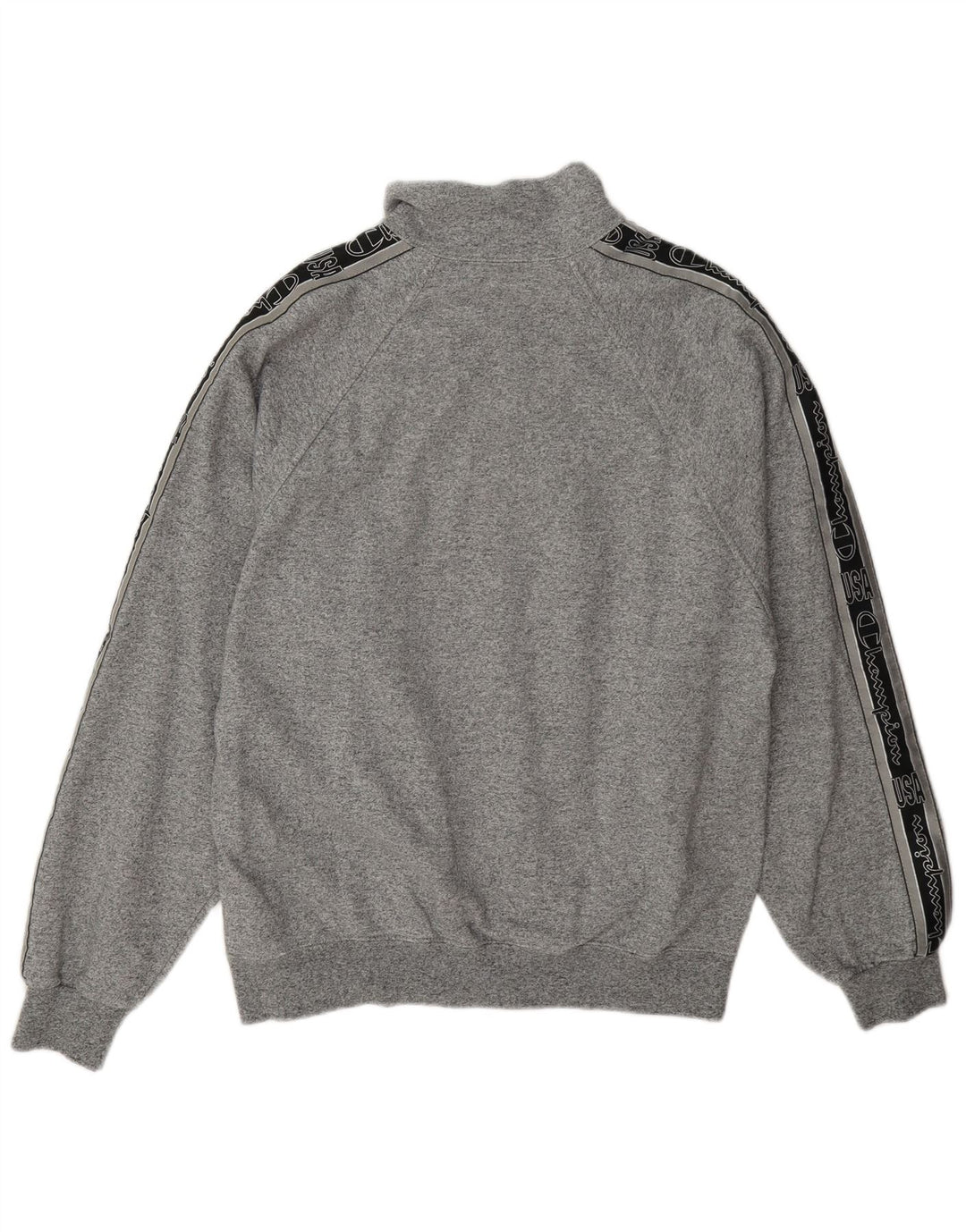 Felpa Champion da uomo con grafica con zip e collo, maglione grande, colore grigio