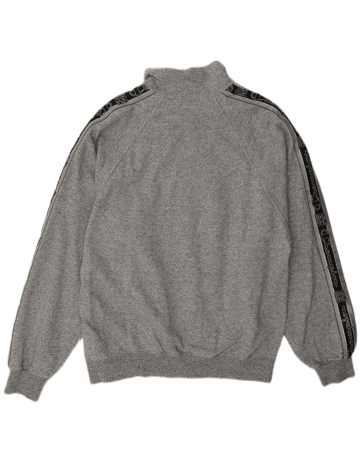 Felpa Champion da uomo con grafica con zip e collo, maglione grande, colore grigio