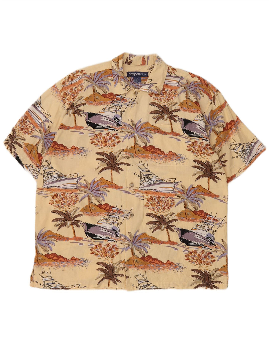NEWPORT Camicia a maniche corte da uomo con motivo astratto giallo medio hawaiano