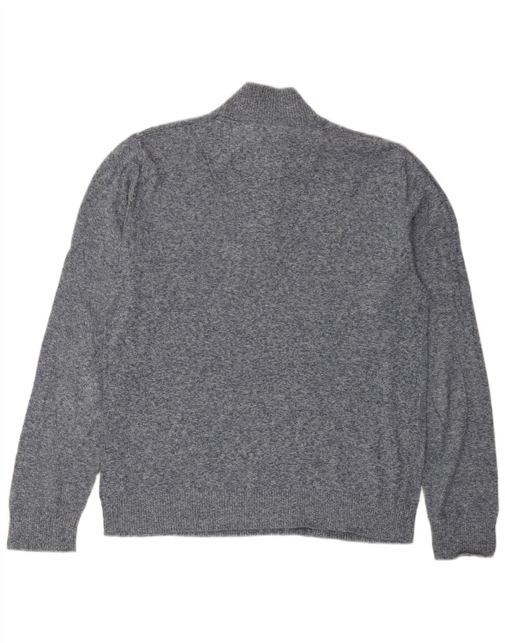 Maglione da uomo con collo con zip Fat Face Classico in cotone screziato blu medio