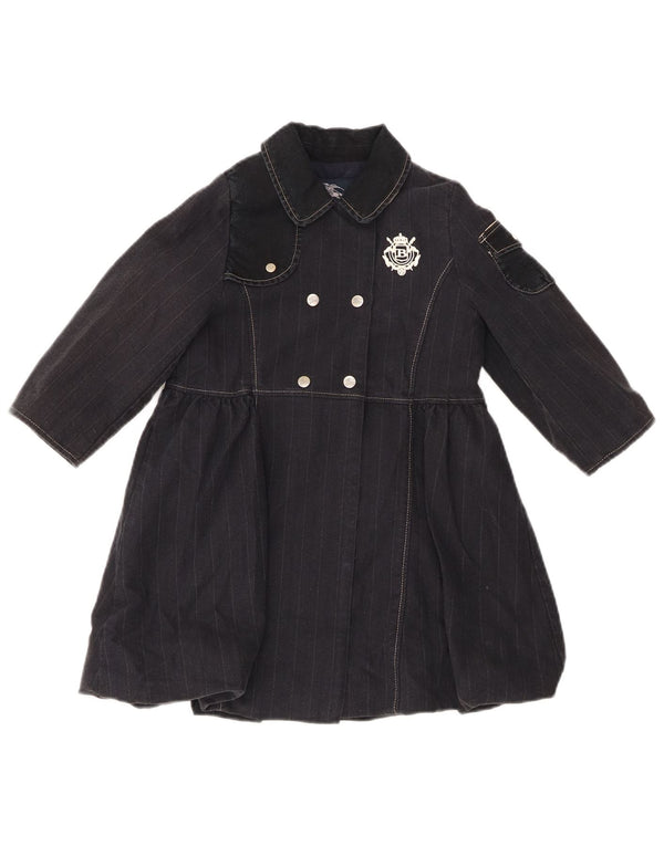 BURBERRY Cappotto Doppio Petto Bambina 2-3 Anni Cotone Gessato Nero