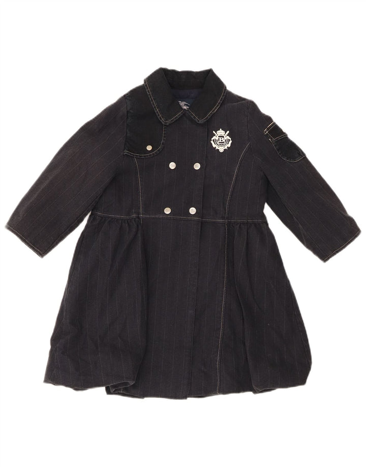 BURBERRY Cappotto Doppio Petto Bambina 2-3 Anni Cotone Gessato Nero
