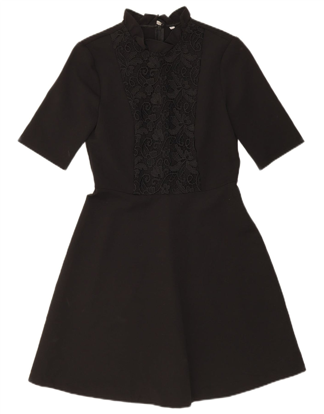Abito a trapezio da donna ZARA UK 10 piccolo poliestere floreale nero