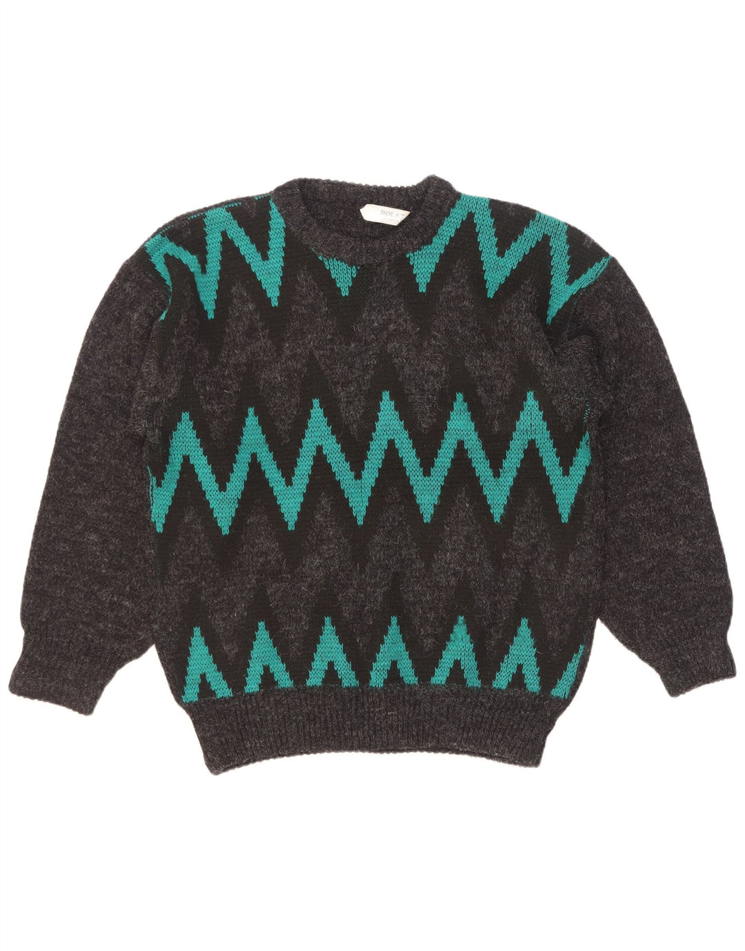 Maglione maglione girocollo da uomo vintage grande Chevron grigio