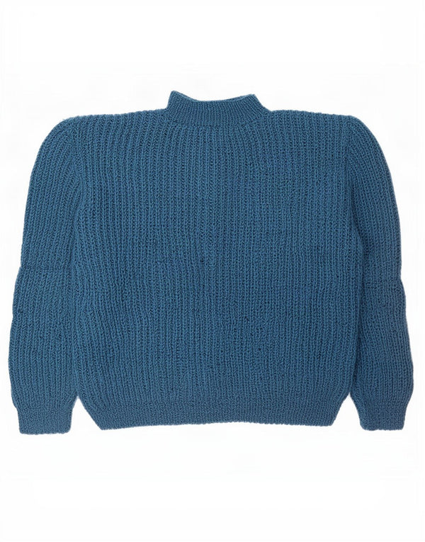 Maglione maglione vintage da donna con collo dolcevita UK 18 XL Blu navy