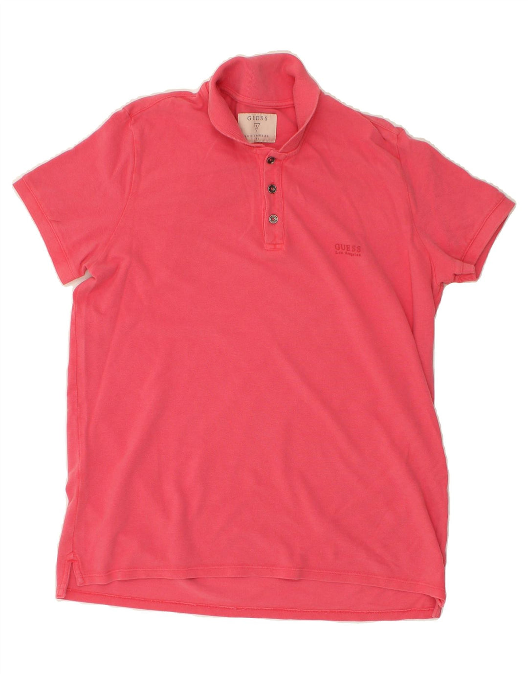 GUESS Mens Polo Shirt Large Pink Cotton Vintage Guess and Second-Hand Guess from Messina Hembry 