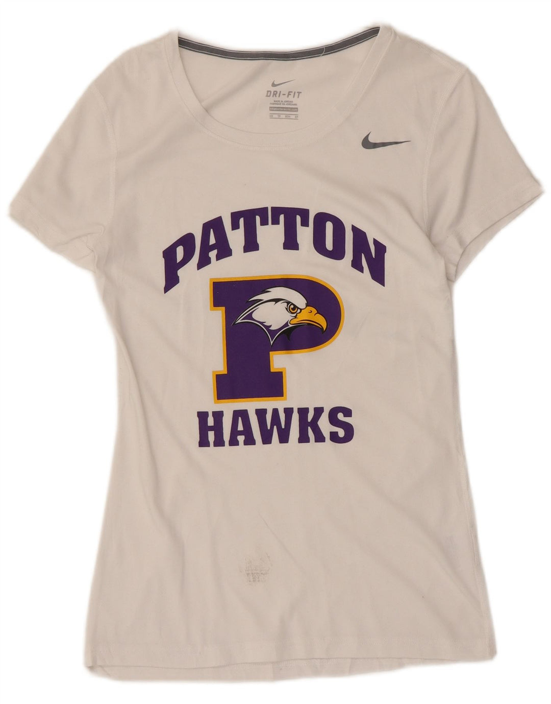 T-shirt grafica Nike Patton Hawks da donna UK 6 XS poliestere bianco