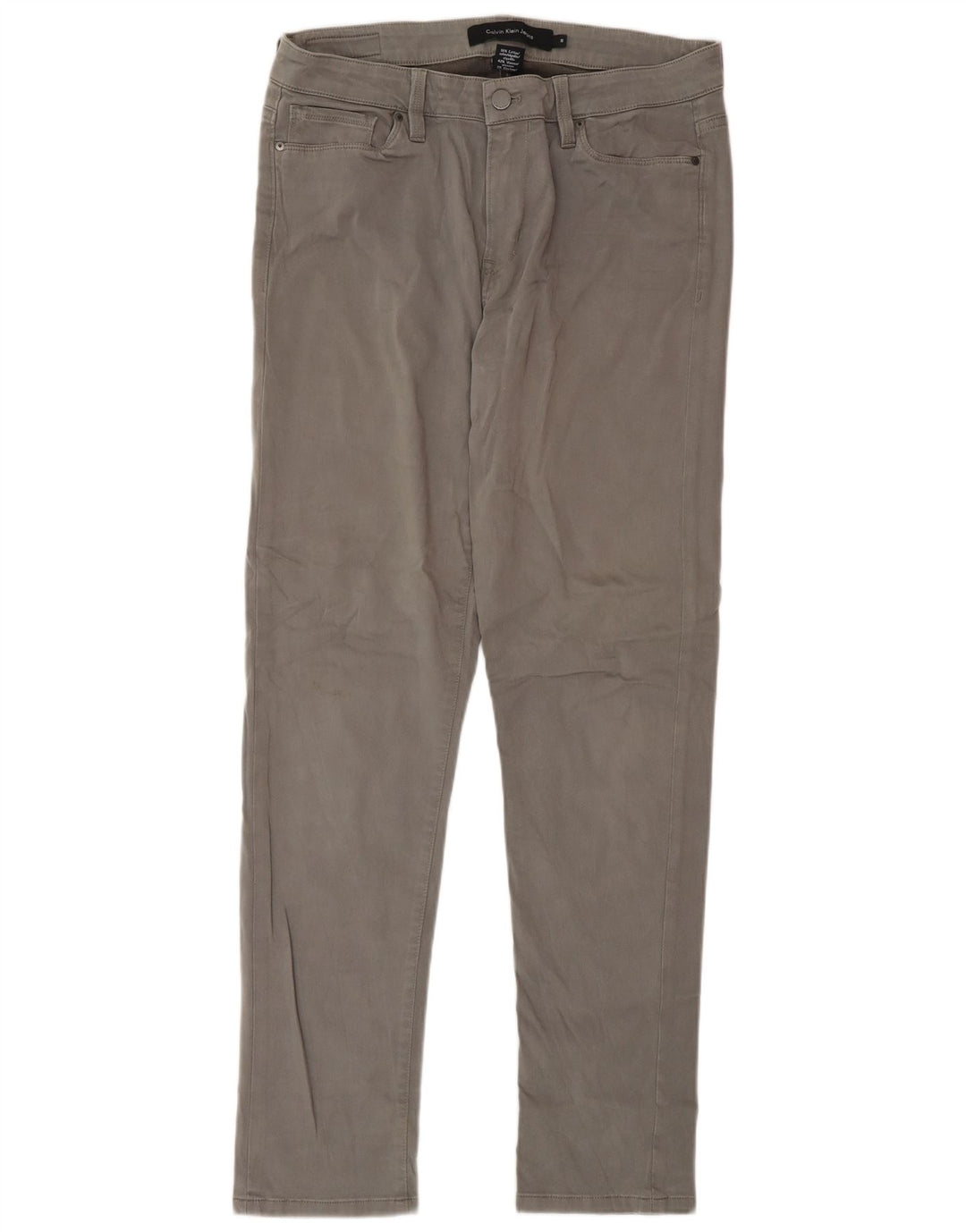 Pantaloni casual slim da donna Calvin Klein US 10 Medium W32 L32 Cotone grigio