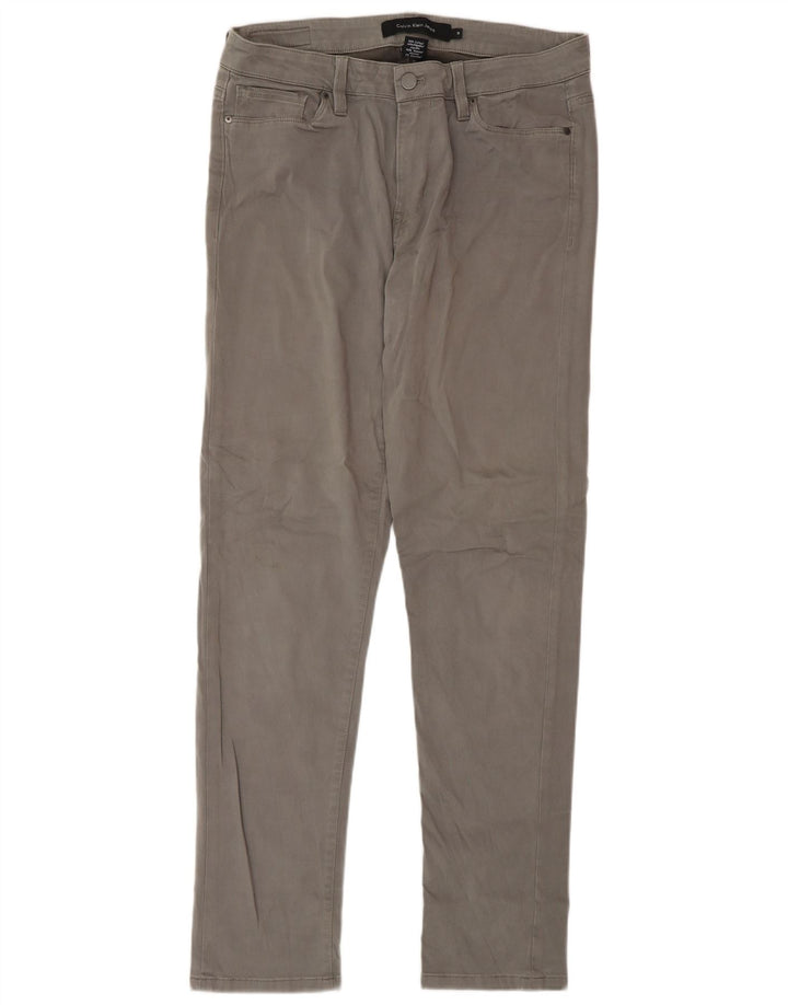 Pantaloni casual slim da donna Calvin Klein US 10 Medium W32 L32 Cotone grigio