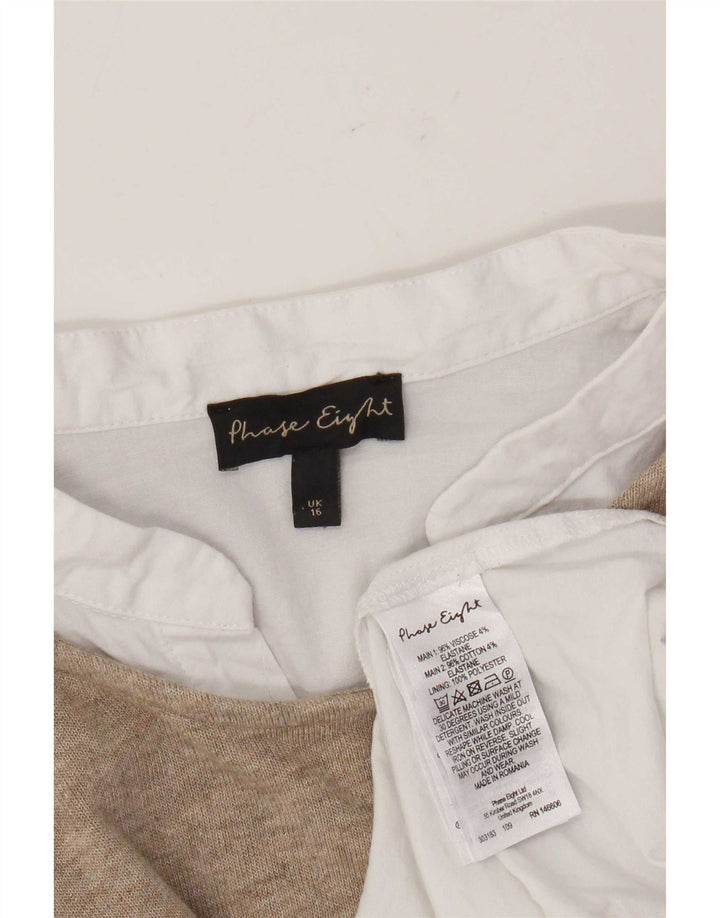 Top tunica da donna Phase Eight UK 16 Large in viscosa color block marrone