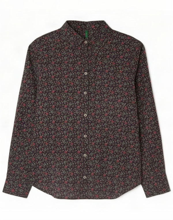 Camicia da donna Benetton UK 12 Medium Navy Blue Floral