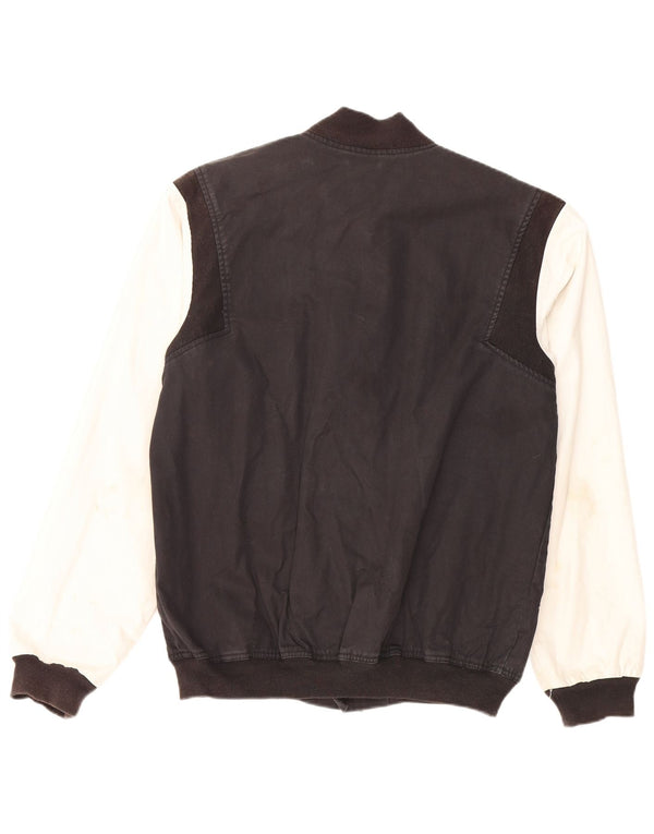 Giacca da college grafica da uomo Adidas UK 38 cotone color block nero medio