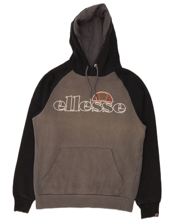 Felpa con cappuccio grafica da uomo Ellesse, piccola, in cotone color block grigio sportivo