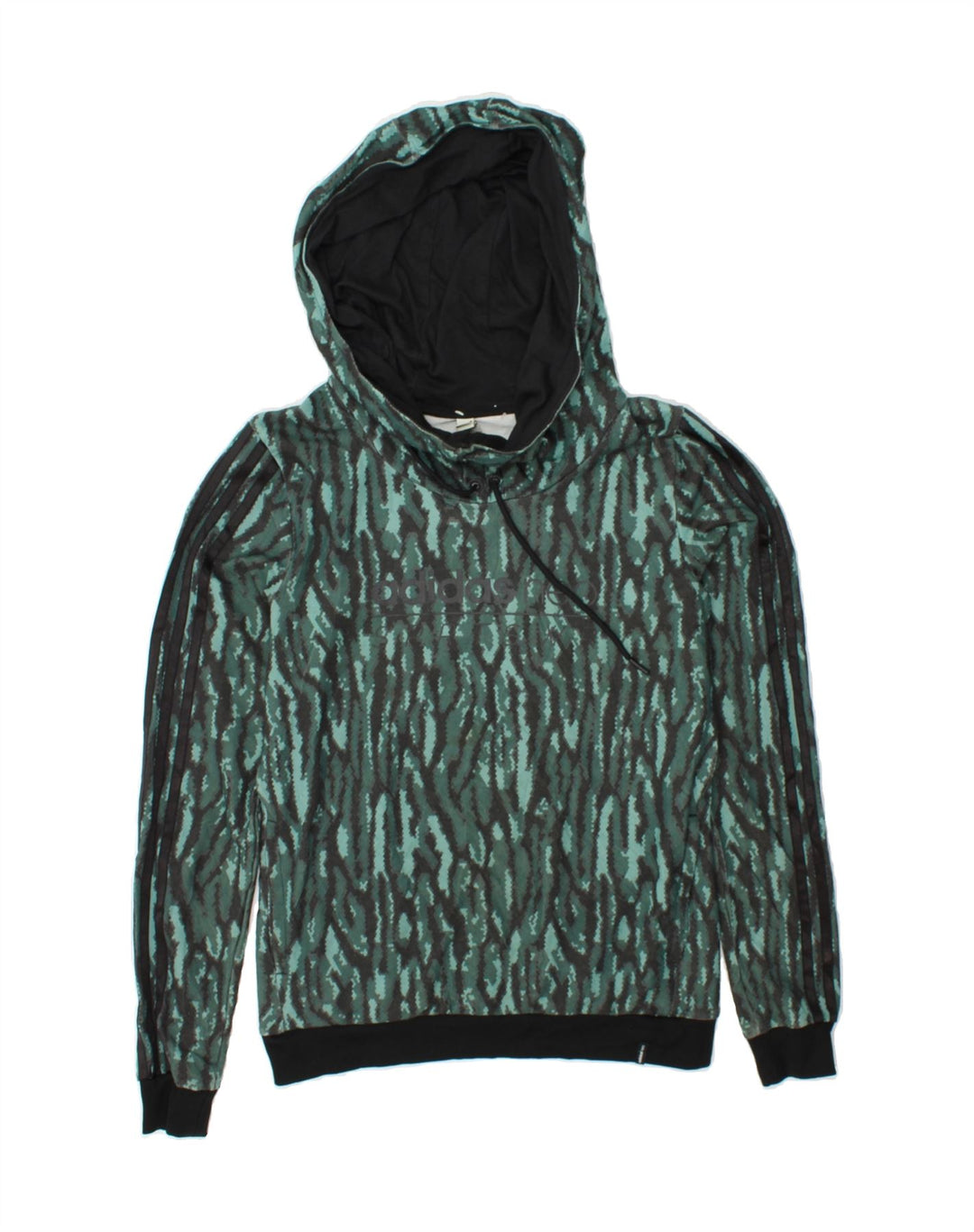 ADIDAS Mens Hoodie Jumper Small Green Animal Print Polyester Vintage Adidas and Second-Hand Adidas from Messina Hembry 