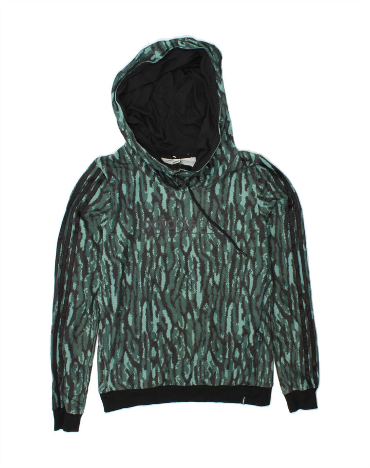 ADIDAS Mens Hoodie Jumper Small Green Animal Print Polyester Vintage Adidas and Second-Hand Adidas from Messina Hembry 