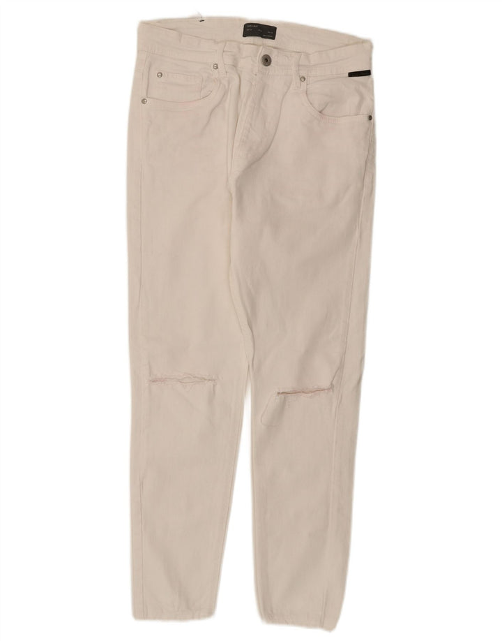 Jeans corti invecchiati da uomo Zara EU 38 piccoli W30 L25 cotone bianco