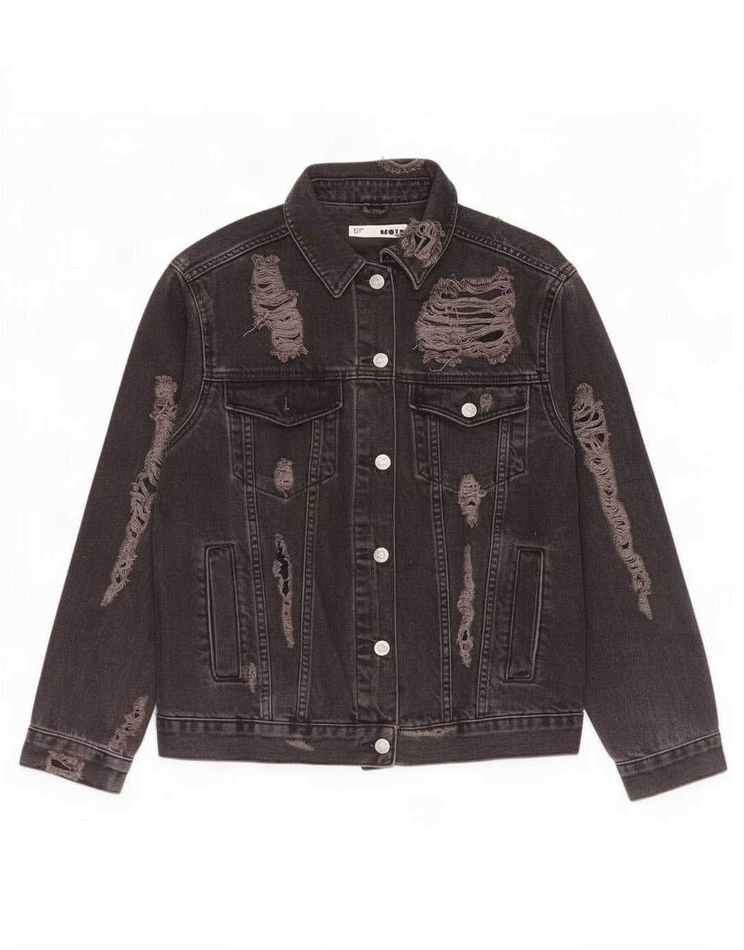 Giacca di jeans oversize invecchiata da donna Topshop UK 10 piccola cotone nero