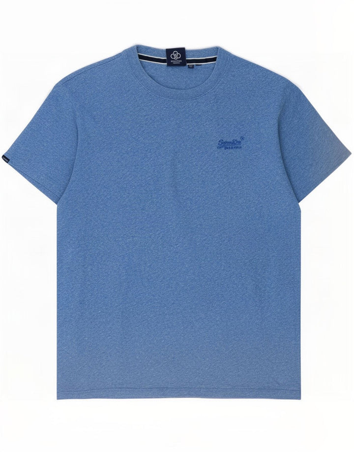 T-shirt da uomo Superdry Top in cotone chiazzato blu medio