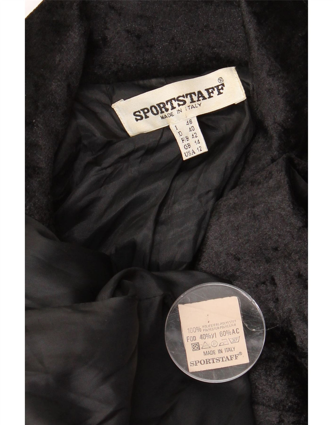 Giacca blazer doppiopetto da donna Sportstaff UK 14 grande poliestere nero