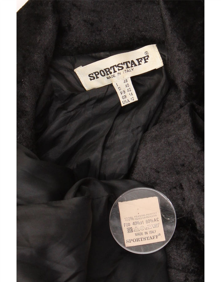 Giacca blazer doppiopetto da donna Sportstaff UK 14 grande poliestere nero