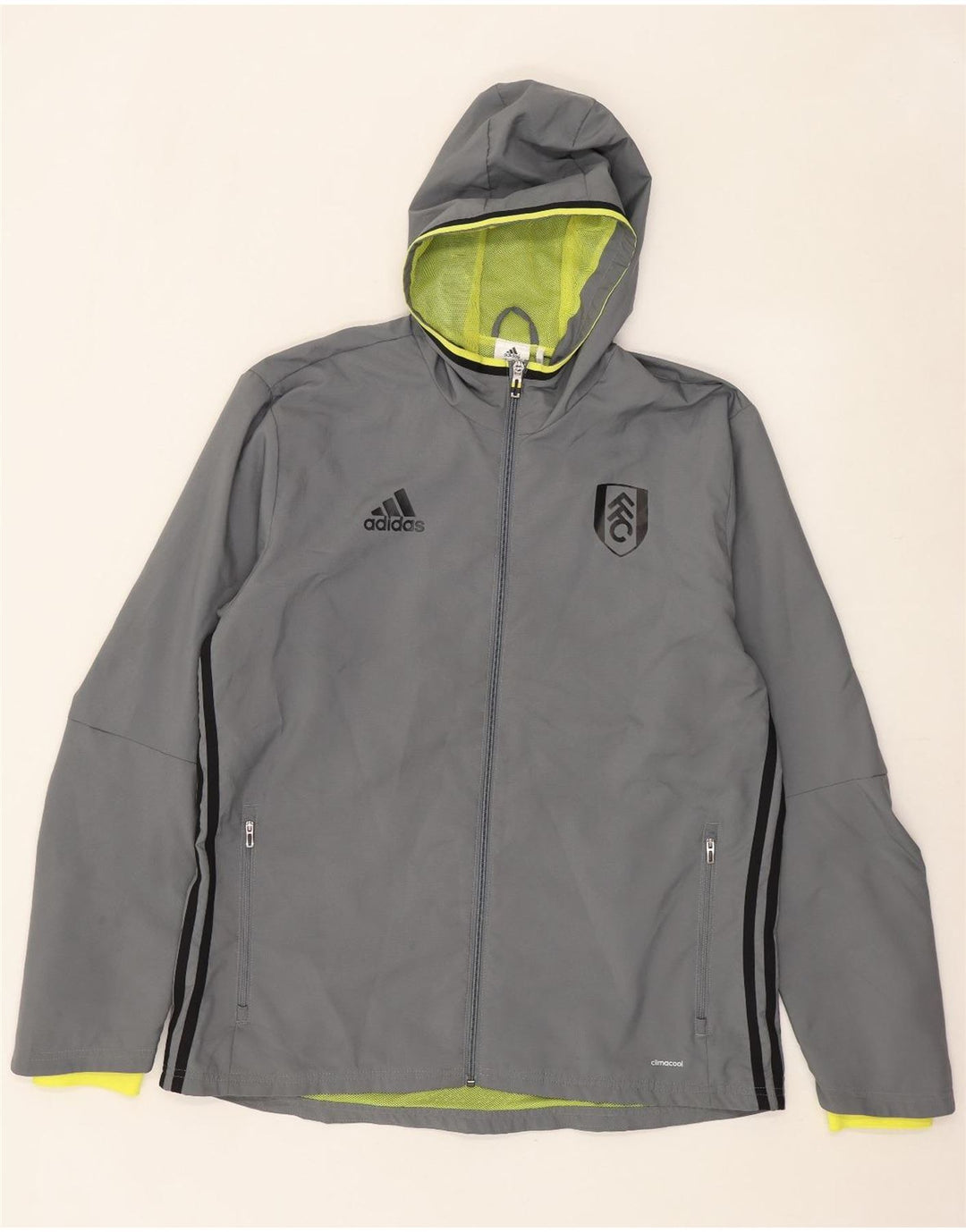 Giacca antipioggia Adidas Climacool Graphic con cappuccio da uomo UK 40 grande poliestere grigio
