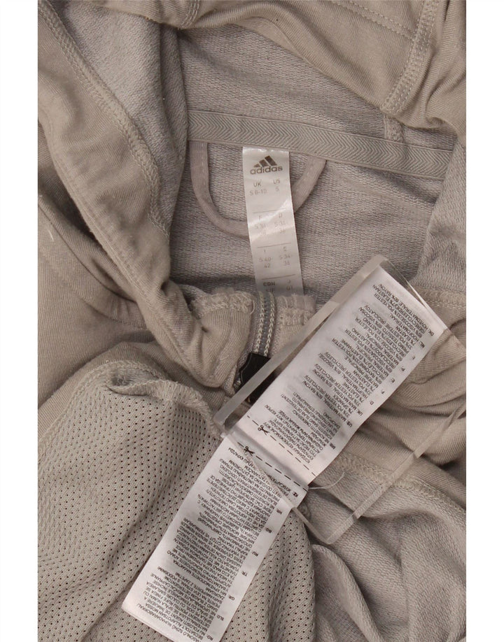 Felpa con cappuccio e zip da donna Adidas UK 8/10 piccola viscosa grigia