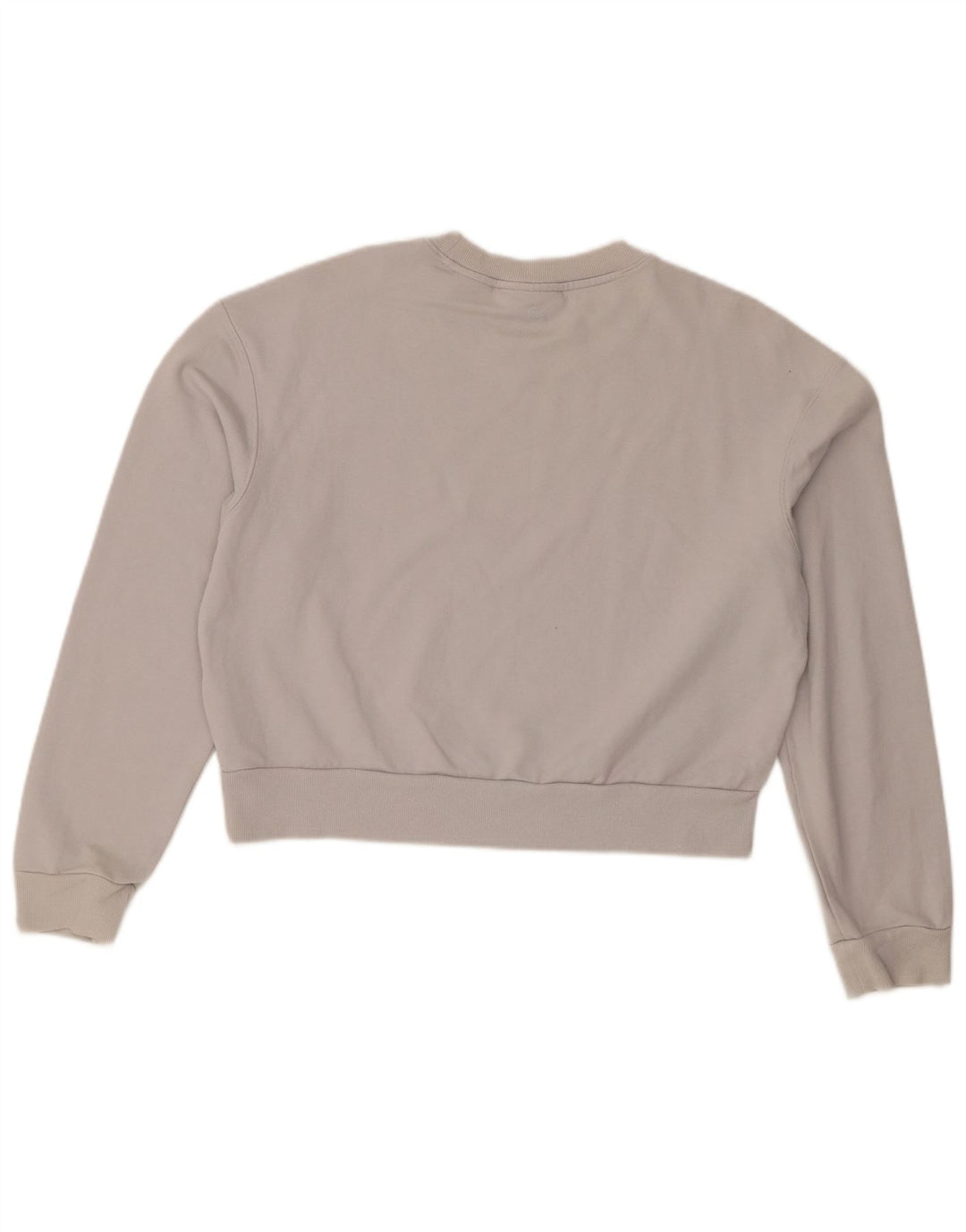 Calvin Klein Donna Crop Graphic Felpa Maglione UK 14 Cotone grigio medio