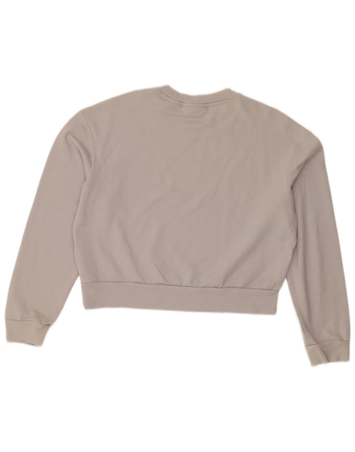Calvin Klein Donna Crop Graphic Felpa Maglione UK 14 Cotone grigio medio